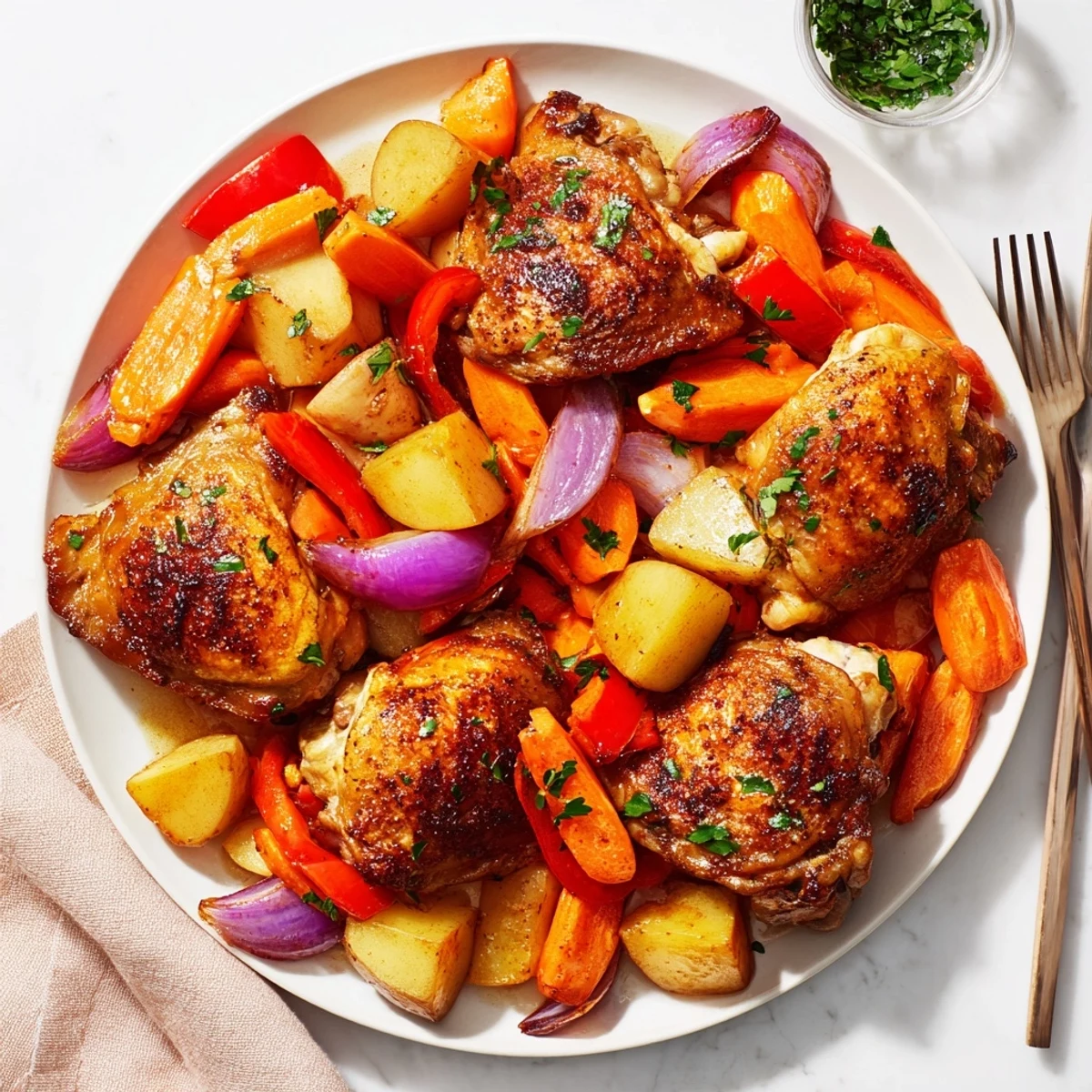 Flavorful One-Pan Roasted Chicken and Vegetables, perfect for stress-free weeknight dinners.