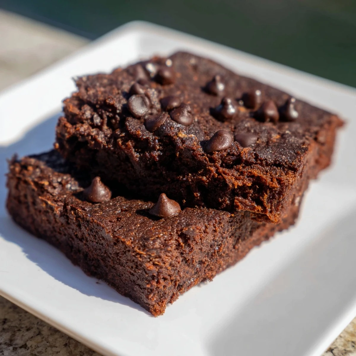 Moist, decadent sweet potato brownies with melted chocolate chips, perfect for dessert tonight.