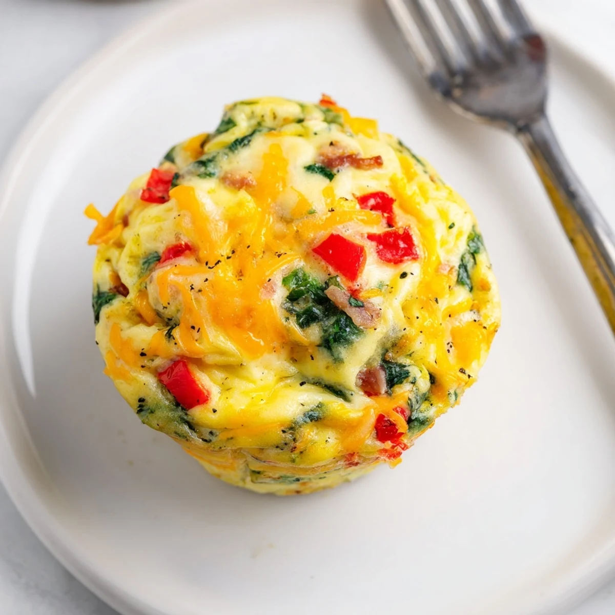 Steaming hot, fluffy One-Pot Breakfast Casserole Muffins filled with savory bacon and cheddar cheese.