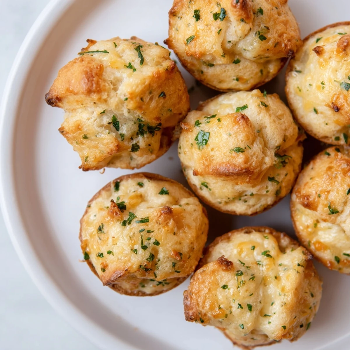 Warm, buttery Mini Cheddar Bay Biscuit Pull-Aparts pull apart easily, smelling of fresh garlic and cheese.