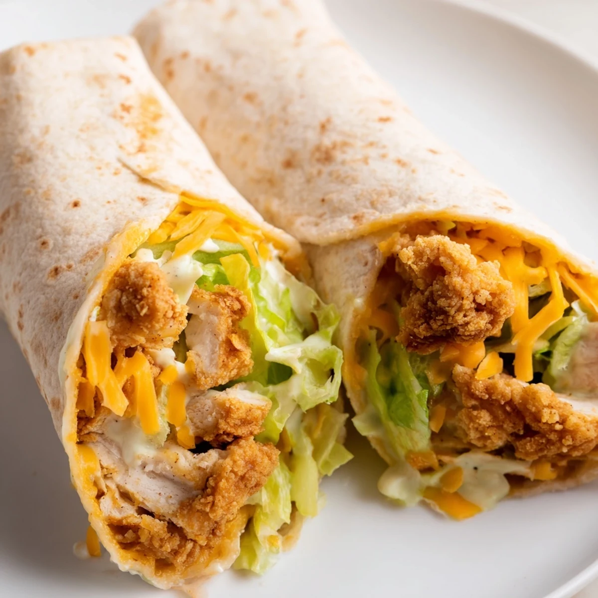 Golden, crispy chicken ranch snack wraps with melted cheddar cheese, a quick and satisfying lunch.