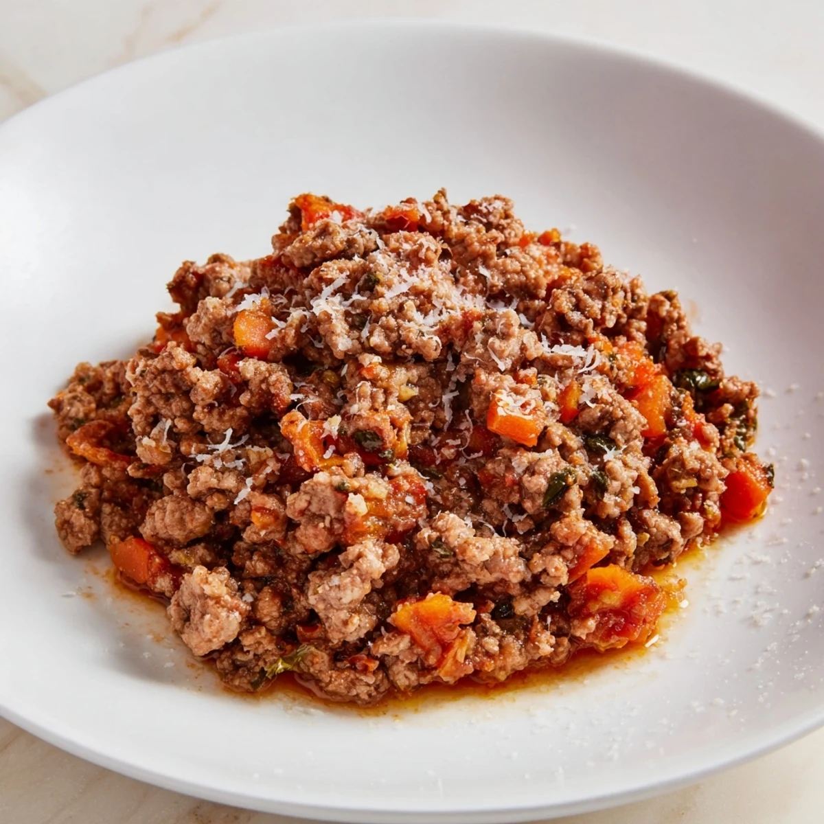 Steaming bowl of Classic Tuscan Ragu, rich meat sauce, ready to be served over pasta.