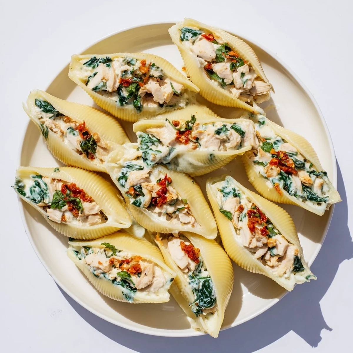 A creamy, flavorful view of High-Protein Cottage Cheese Alfredo Christmas Shells, perfect for a holiday feast.
