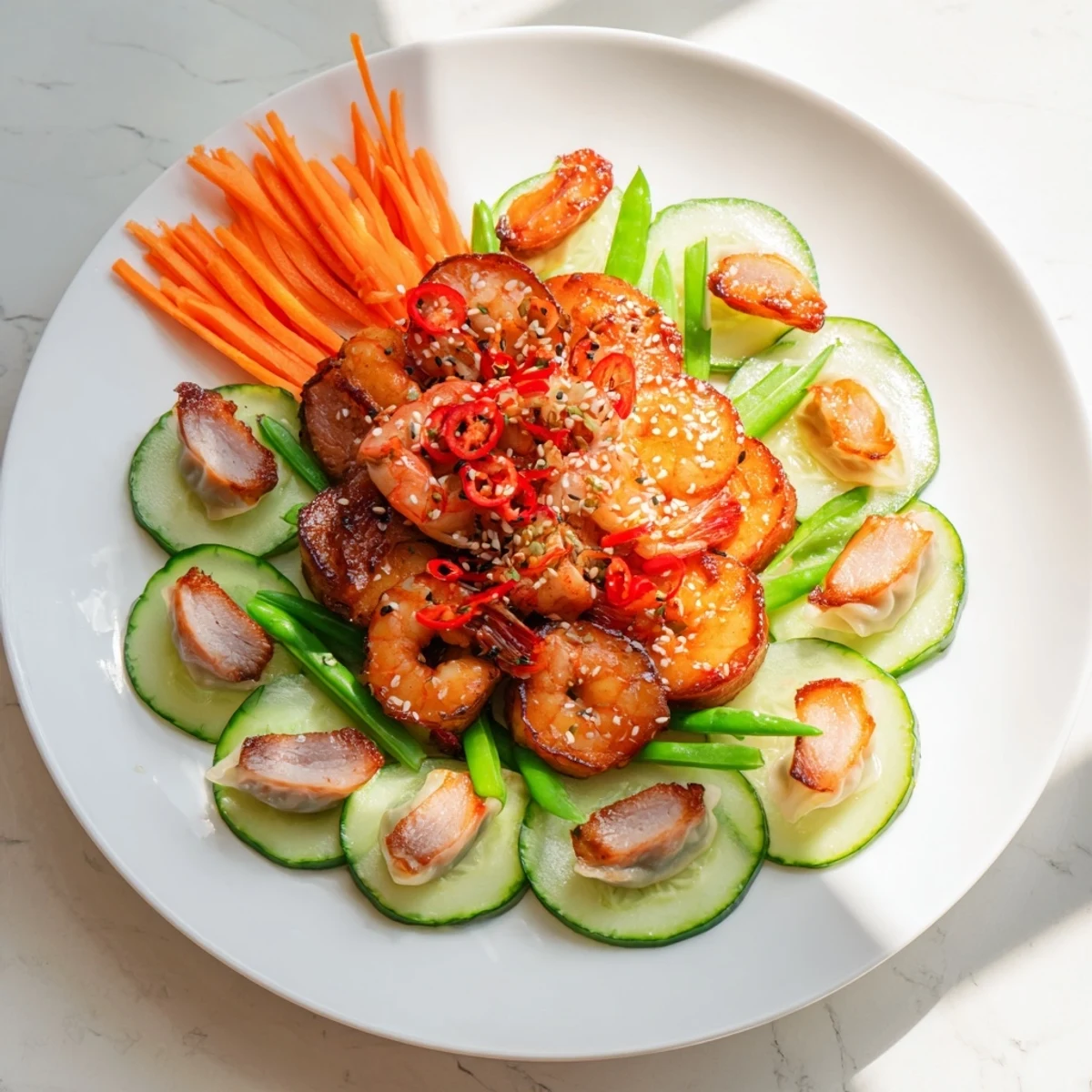 A beautifully arranged Mighty Dragon Lunar New Year board, packed with colorful, Asian-inspired appetizers.