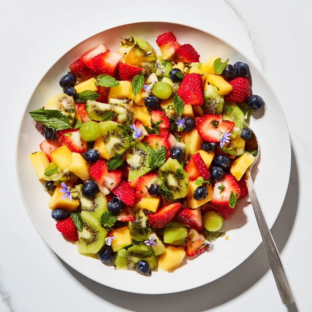 This Festive Bow Fruit Medley, with glistening berries and citrus, looks light, refreshing, and ready to serve.