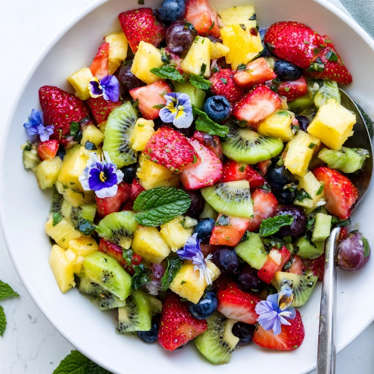 Festive Bow Fruit Medley, a colorful arrangement of fresh fruit, is perfect for a summer dessert.
