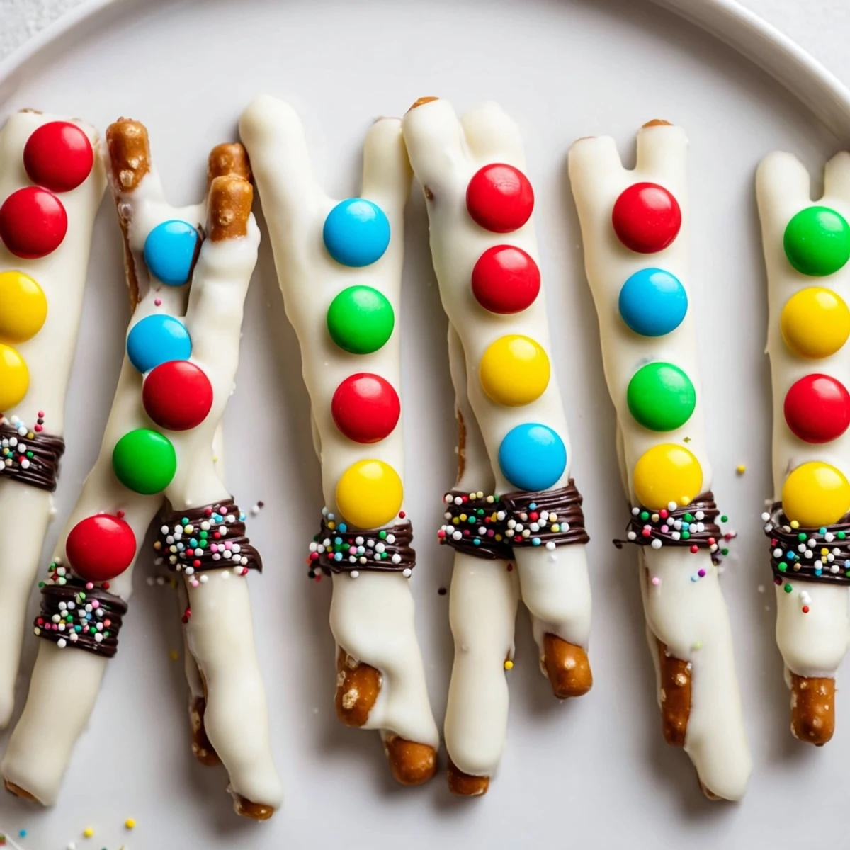 Get in the spirit with these pretzel sticks and dip Christmas lights, a fun, easy, sweet treat.