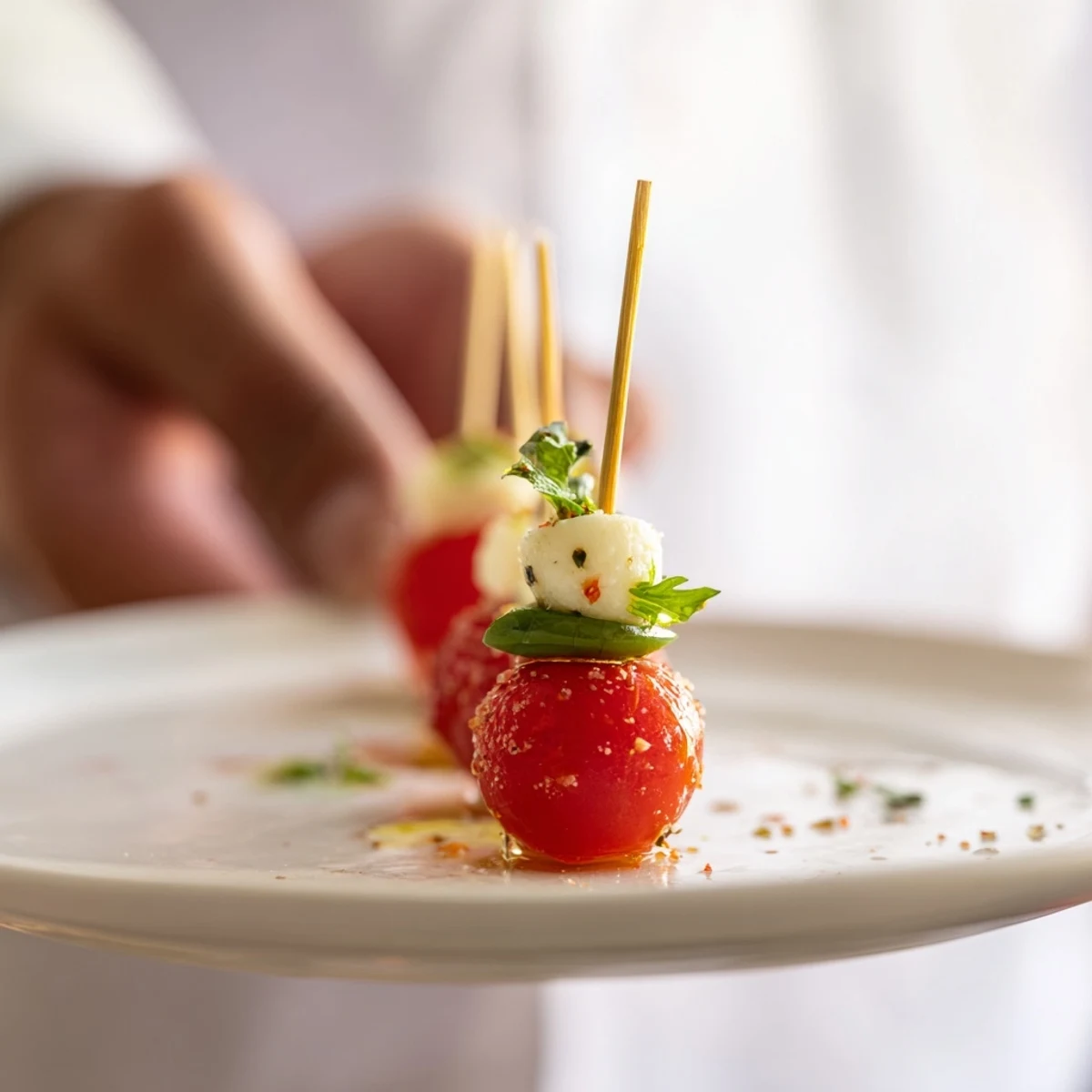 Fresh, vibrant Red and Green Caprese Skewer Tree, showcasing juicy tomatoes and creamy mozzarella, perfect for a party.