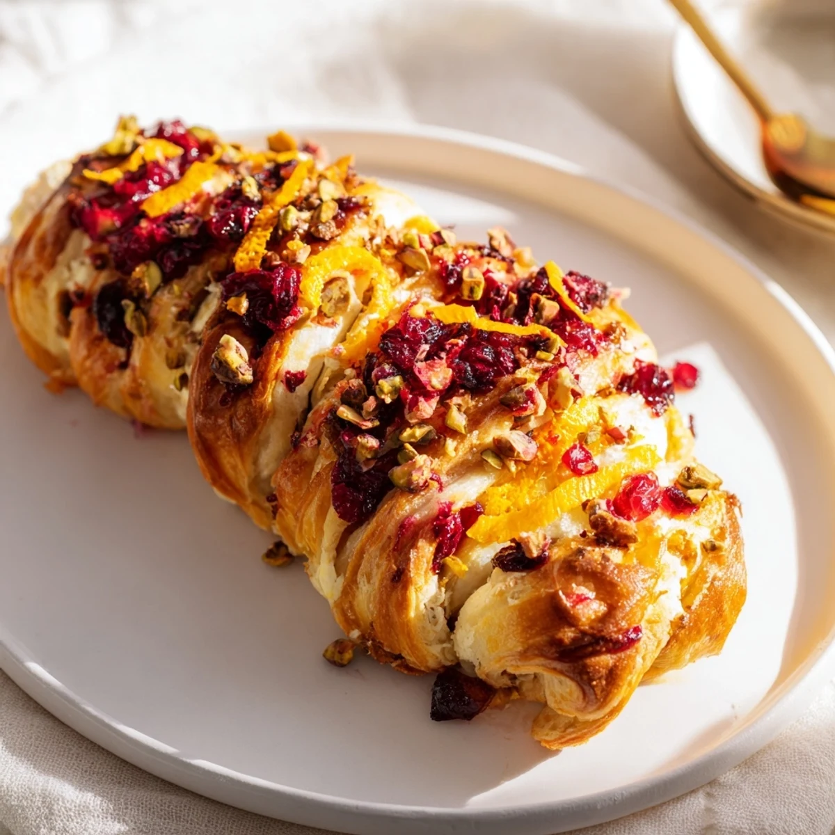 Vibrant Cranberry Christmas Star appetizer: a golden puff pastry with sweet cranberry filling.