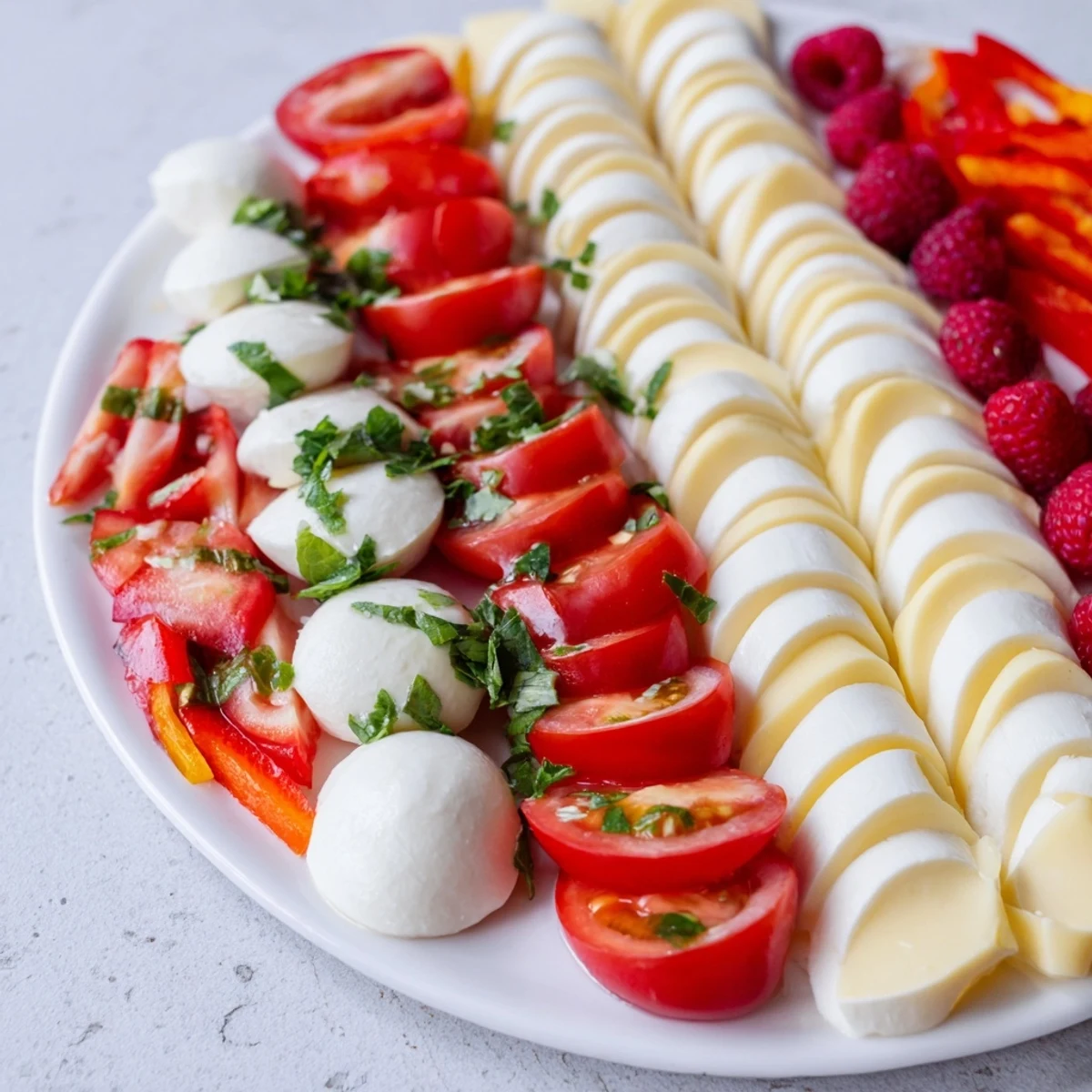 Delicious and colorful Peppermint Stripe Celebration party platter, perfect for holiday entertaining, ready to serve.