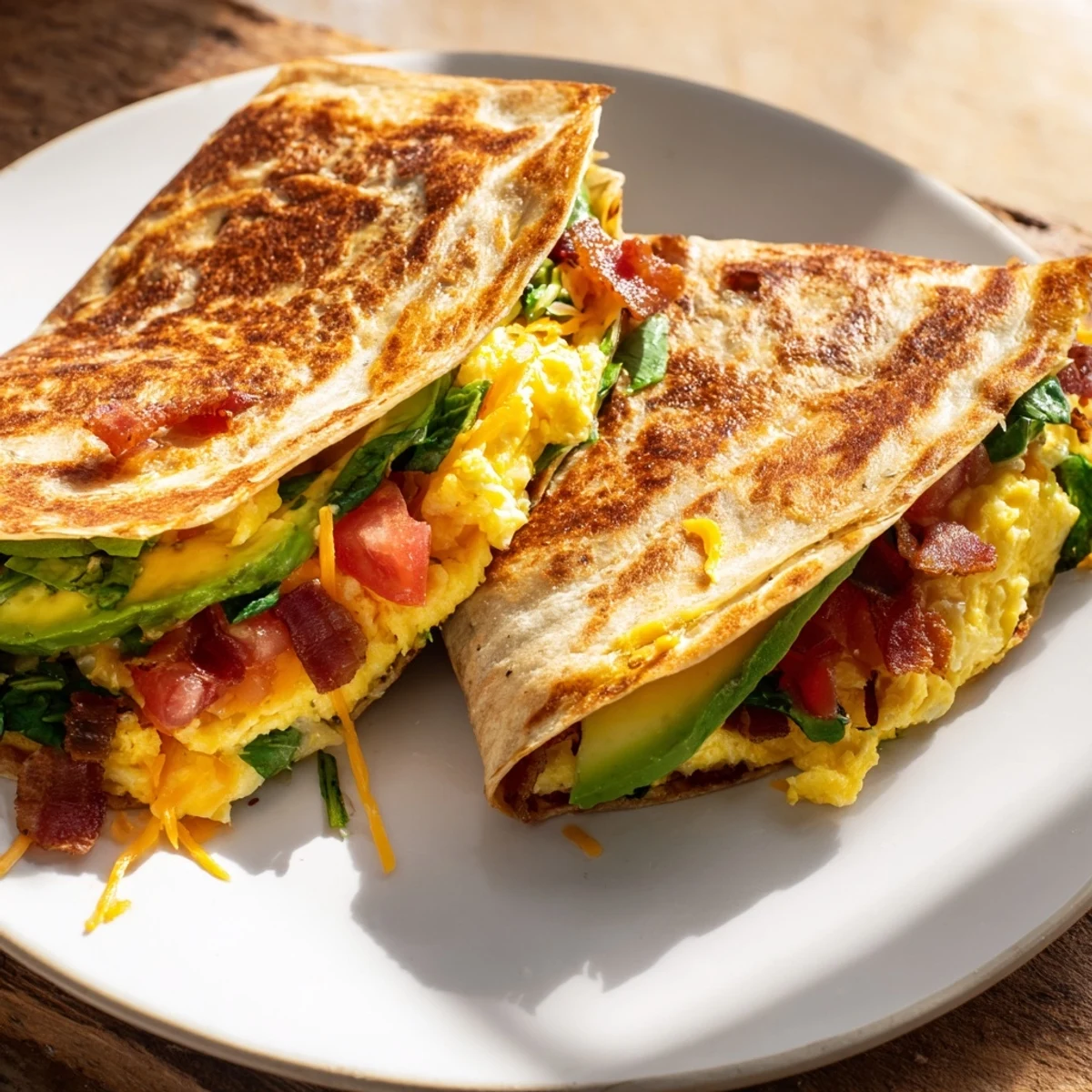 Golden, crispy Crispy Breakfast Wrap packed with bacon, eggs, and cheese—a satisfying handheld breakfast delight.