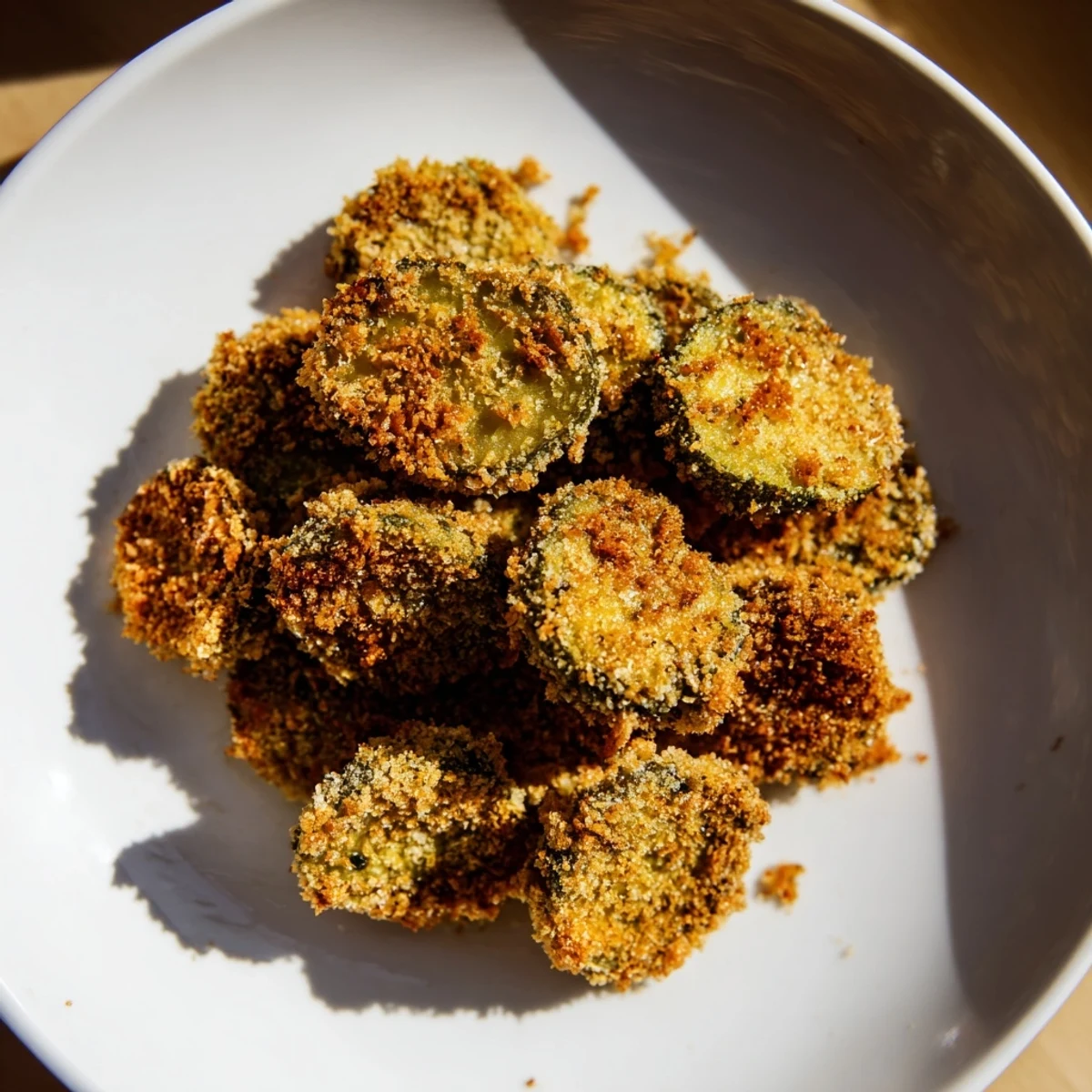 Golden, crispy Fried Pickles, ready to dip in ranch, offer a satisfying crunch.