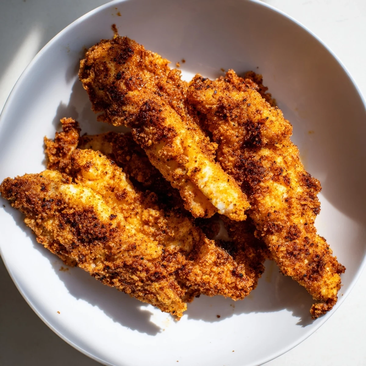 Sharing a plate of buttermilk fried chicken tenders, perfect for dipping in your favorite sauces.