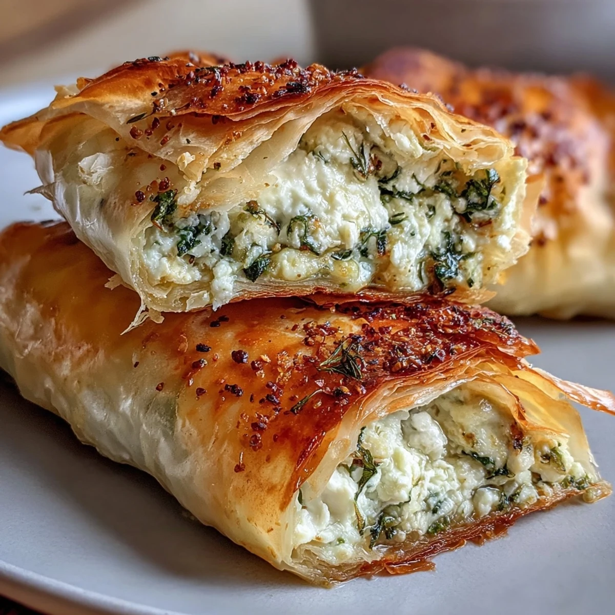 A whole Feta and Kale Börek tart with flaky pastry edges rests beside a fresh garden salad.