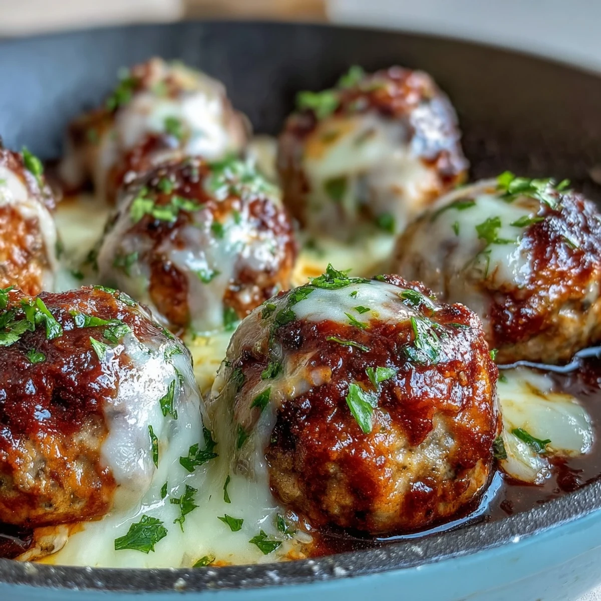A serving of Baked Spicy Chicken Parm Meatballs on a plate with garlic bread and marinara for dipping.