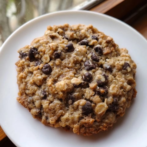 Golden brown oat-banana chocolate chip cookies, fresh from the oven, offering a delightful aroma.