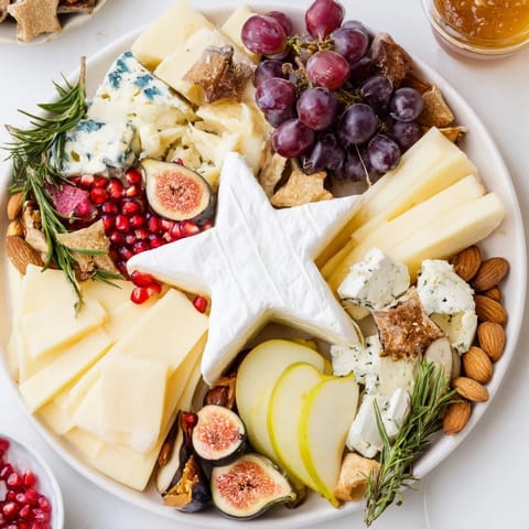 Vibrant Star of Bethlehem Cheese Platter featuring artisanal cheeses and fresh, colorful fruit slices.