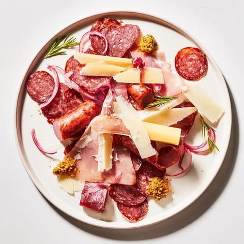 Artfully arranged The Burlap & Lace featuring savory meats, shaved cheeses, and fresh herbs.