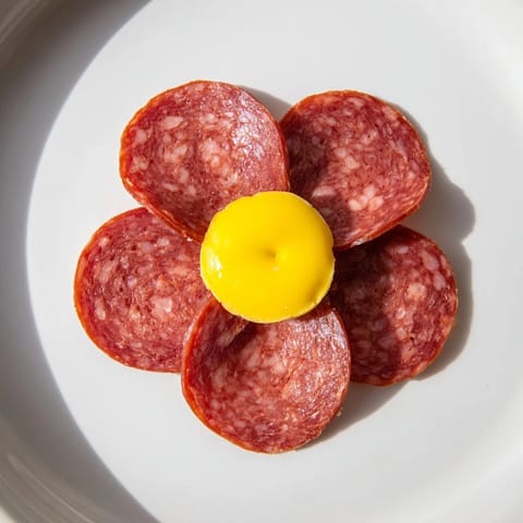 This appetizing Tudor Rose displays an easy-to-create salami flower with a savory cheese center.