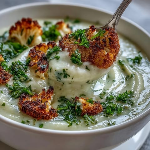 Topped with fresh parsley and cheese, this Cauliflower and Broccoli Soup is perfect for chilly evenings.