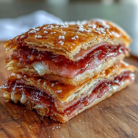 Four golden Guava Cheese Pop Tarts arranged on a marble platter beside a cup of coffee. 