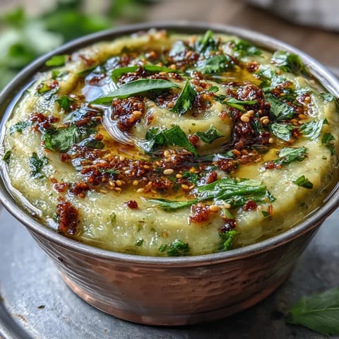 Tangy guava chutney with fresh coconut, green chilies, and ginger, blended smooth and tempered with mustard seeds and curry leaves.