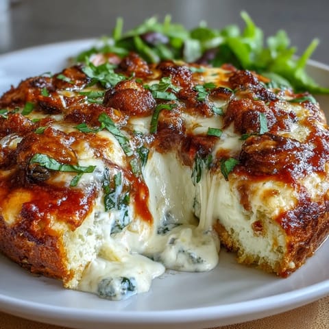 Layered cottage cheese pizza bowl topped with bell peppers, mushrooms, and gooey mozzarella for a satisfying low-carb meal.