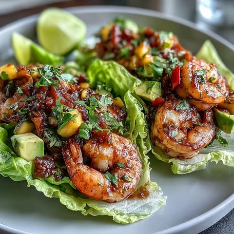 Colorful shrimp tacos featuring a zesty mango salsa and creamy avocado, perfect for a healthy summer meal.  