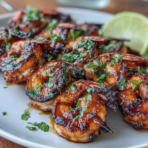 Jerk seasoning shrimp skewers sizzle on the grill, showcasing juicy shrimp with bold Caribbean spices, served over fragrant coconut rice and fresh lime wedges.