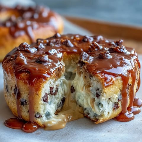 Freshly baked chocolate chip protein bagels with a glossy peanut butter drizzle, perfect for a high-protein breakfast or post-workout treat.  
