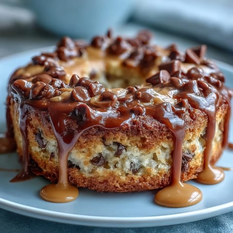 Warm, chewy chocolate chip protein bagels drizzled with creamy peanut butter sauce, offering a satisfying and nourishing start to your day.  