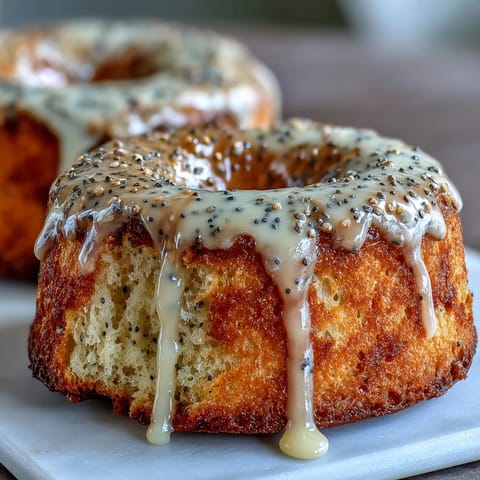 Bright lemon poppy seed bagels with a light, zesty glaze, offering a protein-packed breakfast or snack option.