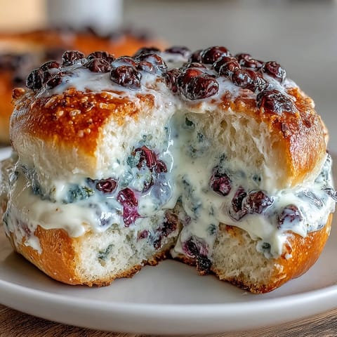 Wholesome blueberry bagels with a protein boost, topped with creamy Greek yogurt frosting for a nutritious breakfast treat.  