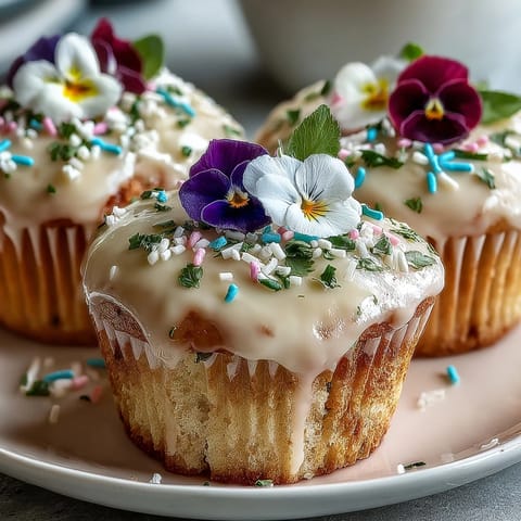 Baby in Bloom Cupcakes with Edible Flower Toppers: soft vanilla cupcakes crowned with silky buttercream and delicate edible flowers for a spring celebration.