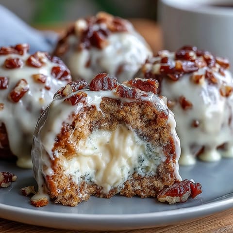 Creamy Carrot Cake Truffles with Tangy Cream Cheese: Spiced carrot cake centers dipped in smooth cream cheese coating for a decadent dessert.