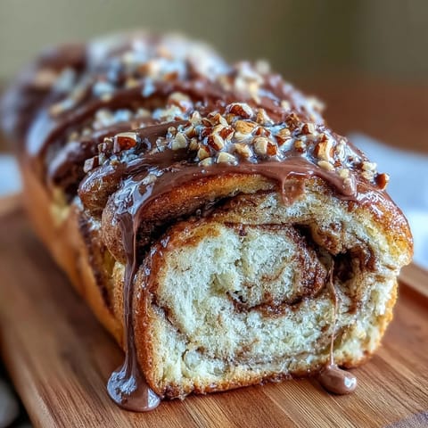 Swirled Nutella Babka with a soft, buttery crumb and rich chocolate-hazelnut filling, perfect for indulgent breakfast or brunch.