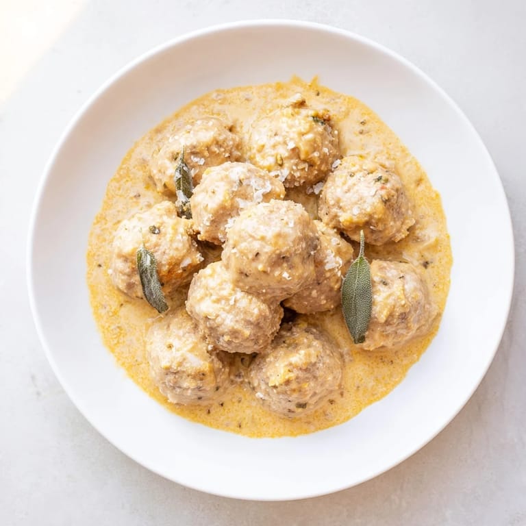 Delicious and comforting Easy Turkey Meatballs smothered in a rich, flavorful pumpkin sage sauce.