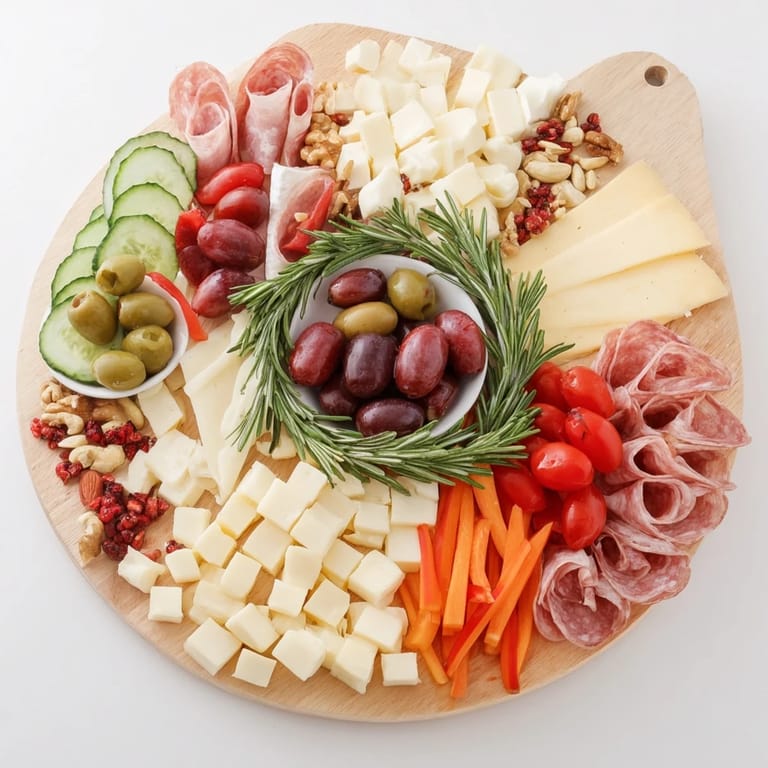 See the delicious ingredients of the Simplified Grazing Board Wreath, perfect for holiday gatherings.