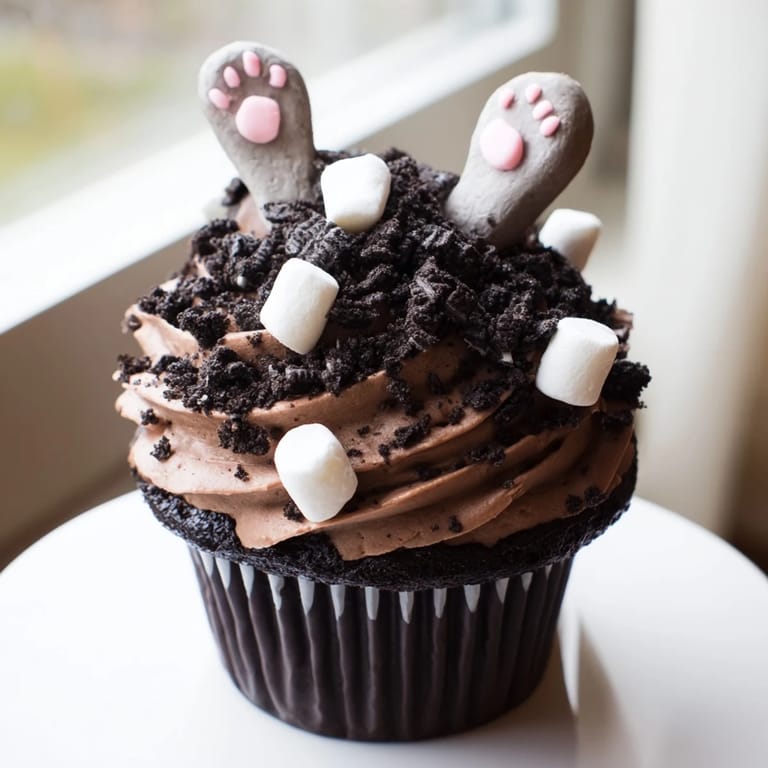 Delightful Bunny Burrow Cupcake Tray: delicious chocolate cupcakes decorated with a creamy buttercream frosting for a spring treat.