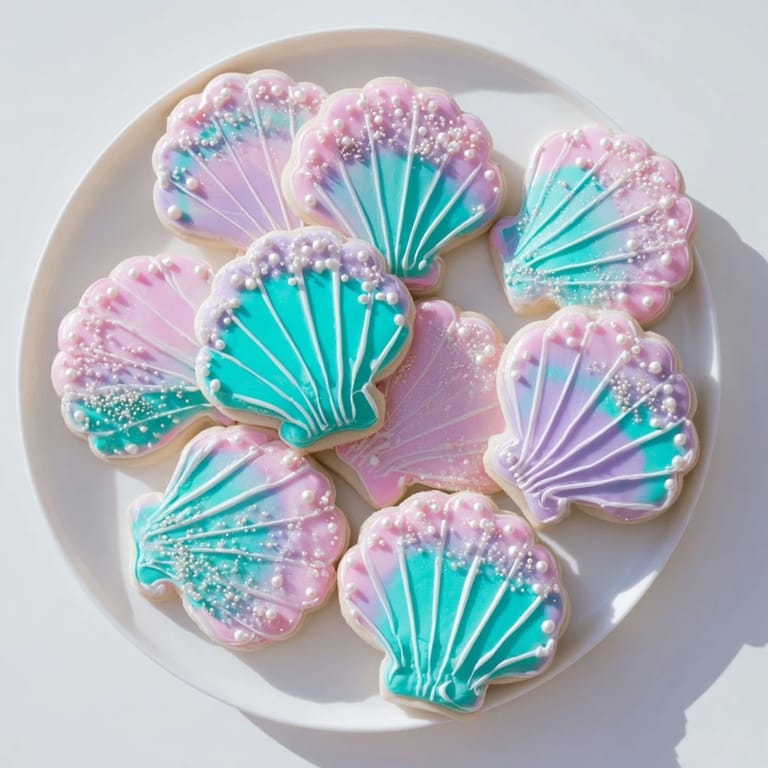 Imagine the texture: golden-baked seashell sweets, intricately iced and ready for enjoying this dessert.