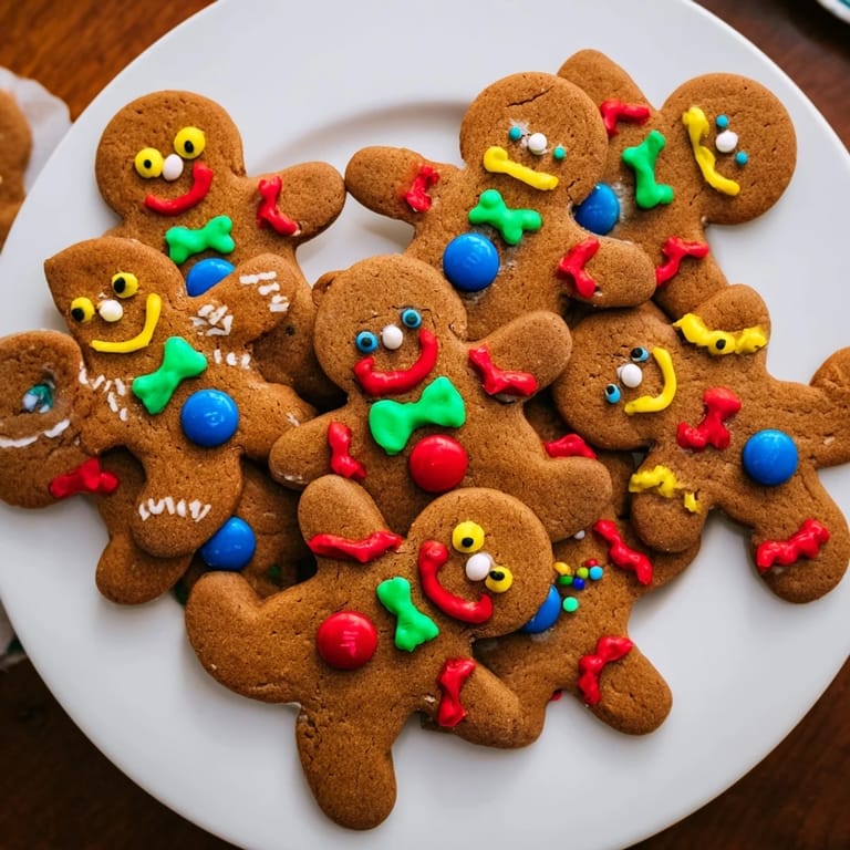 A colorful photo of the DIY Gingerbread People decorating setup includes icing and candy ready for fun.
