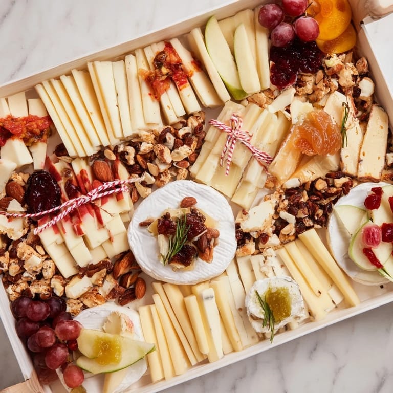 Vivid Twelve Days of Cheese Board featuring diverse cheeses, fruits, and crackers perfect for a holiday party.