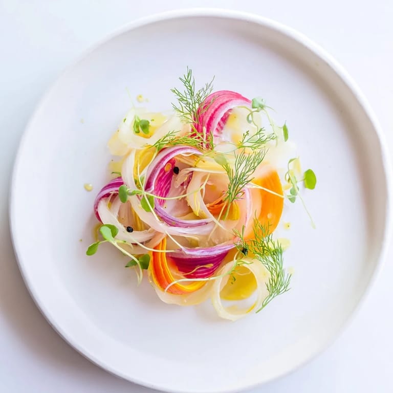 A visually appealing, deconstructed Spinning Top salad with crisp vegetables and fresh herbs, ready to enjoy.