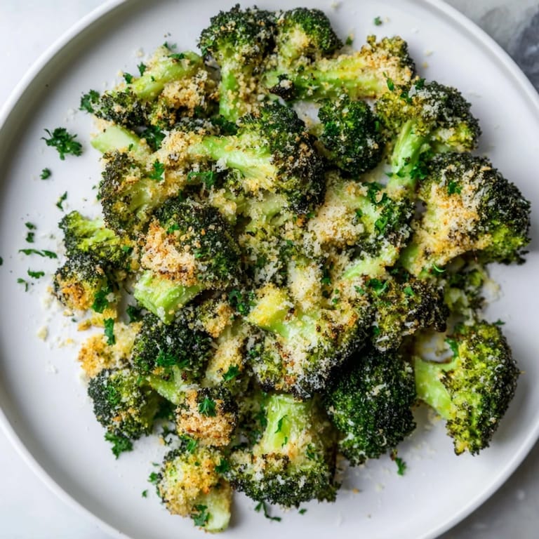 Vibrant photo of Garlic Parmesan Roasted Broccoli, perfectly roasted with melted cheese and garlic.