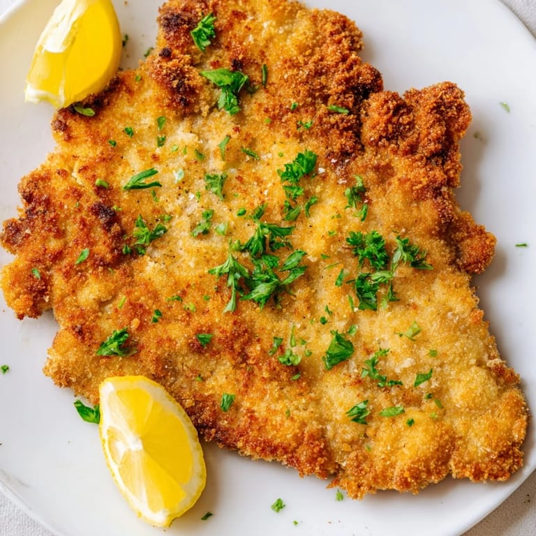 Imagine a tender, juicy Austrian Wiener Schnitzel, golden brown and served with chopped parsley.