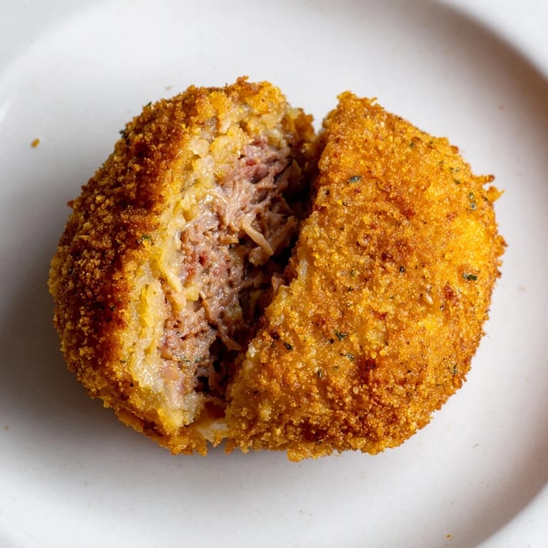 A close-up shows the perfectly fried Dutch croquettes, boasting a delicious, crunchy breadcrumb exterior.