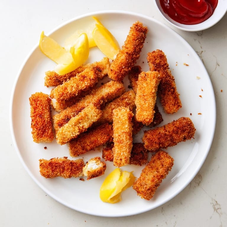 Enjoy this Mediterranean-inspired appetizer: vegetarian halloumi coated in panko breadcrumbs, fried until golden, and ready for dipping in hot sauce.