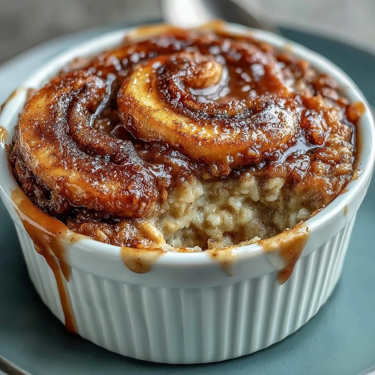 A spoon scoops into the tender Cinnamon Swirl Protein Banana Baked Oats, revealing ribbons of cinnamon sugar inside.