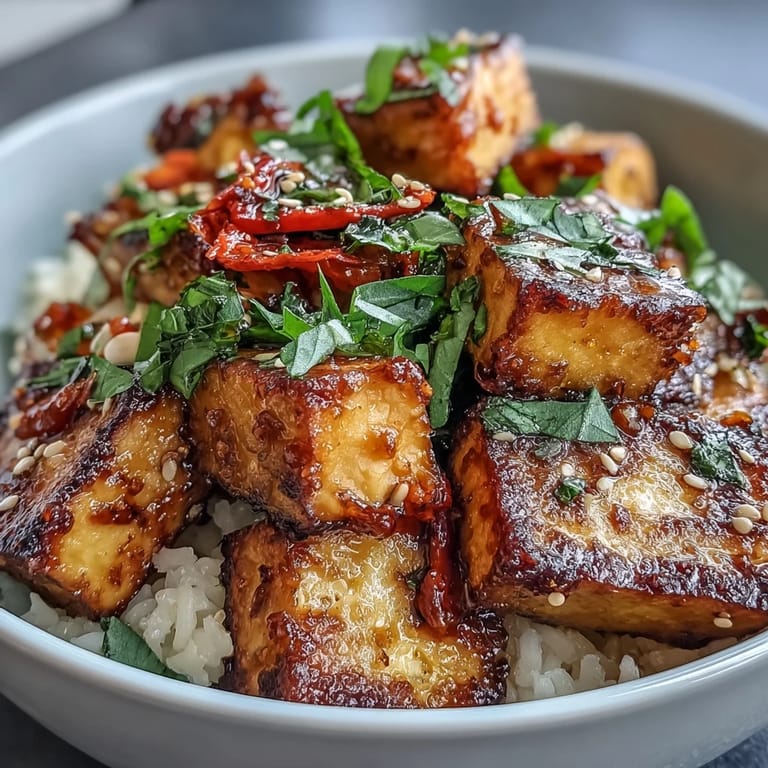 Flavorful vegan crispy tofu banh mi bowls topped with crunchy pickled vegetables, spicy sriracha mayo, and sesame seeds for a colorful, healthy dinner.
