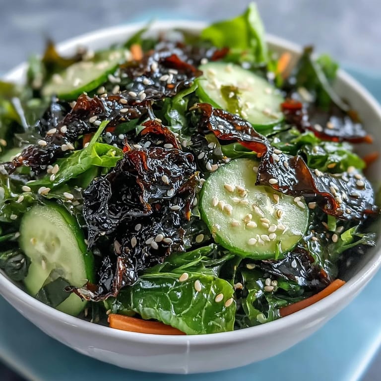 Light and refreshing Seaweed & Nori Crunchy Salad with crisp vegetables, toasted sesame seeds, and a flavorful Asian-inspired dressing.